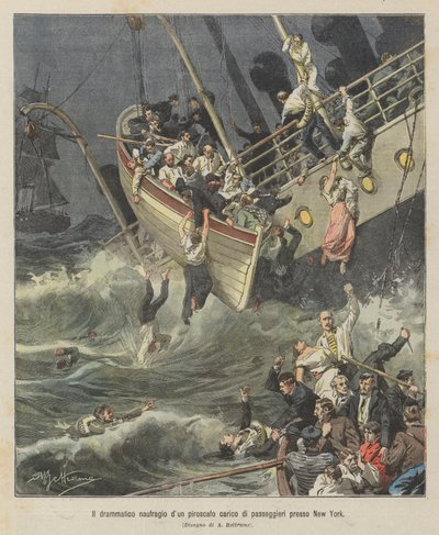 The Dramatic Shipwreck of a Steamer Loaded with Passengers Near New York by Achille Beltrame